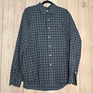 Ralph Lauren Mens X-Large Cotton Plaid Button Up Top Shirt Long Sleeve
